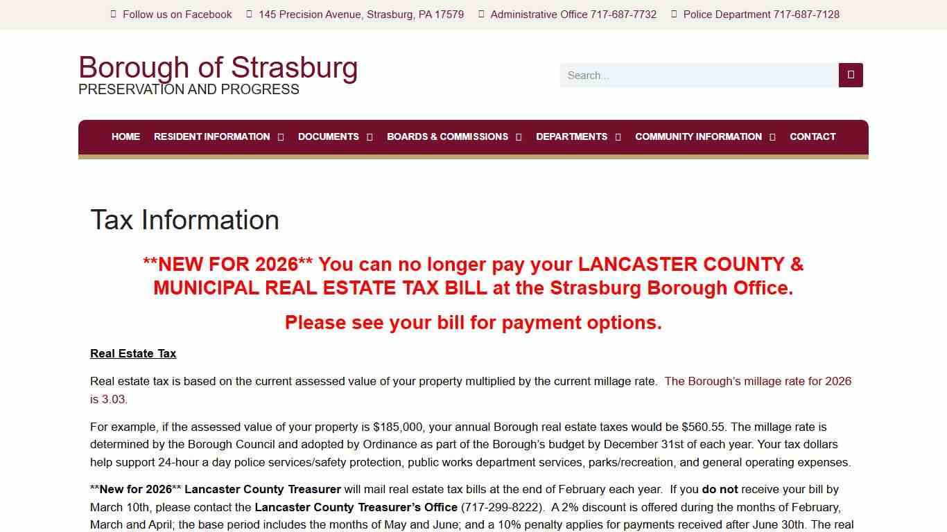 Tax Information – Strasburg Borough